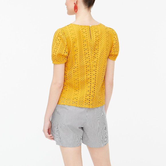 J. Crew Bronzed Eyelit Puff Short Sleeve Top XXL - Picture 4 of 5